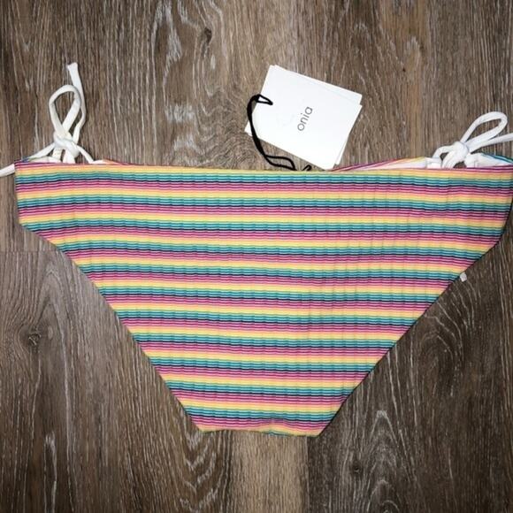Onia Erica Rainbow Stripe Side Tie Bikini Bottom Large NWT - Picture 6 of 8